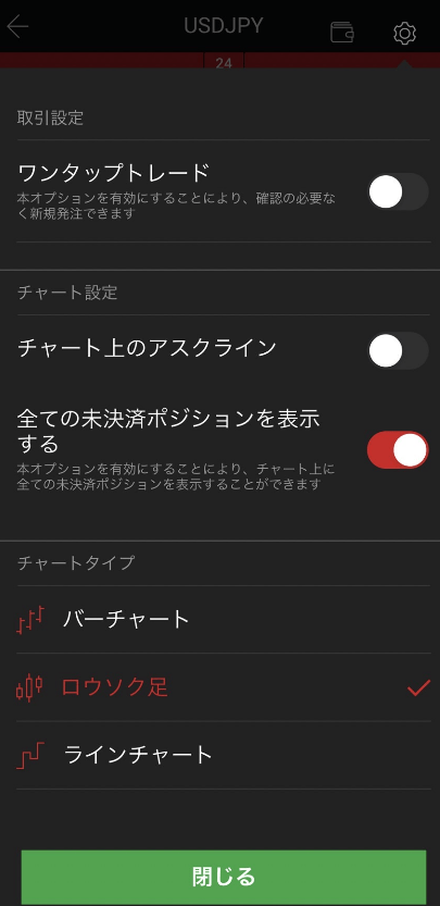 設定方法①：チャートタイプを設定する