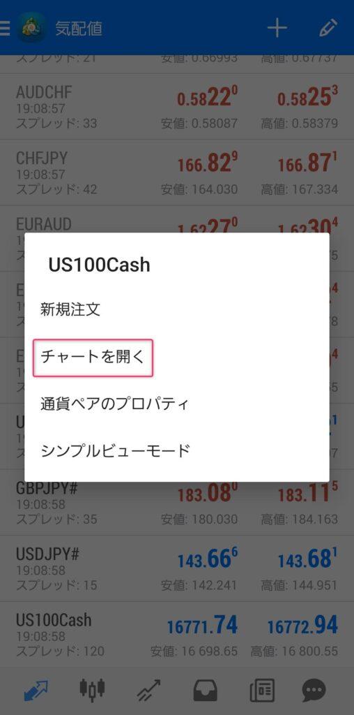 ナスダック（US100）設定方法