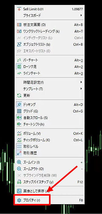 XM MT5 プロパティを開く